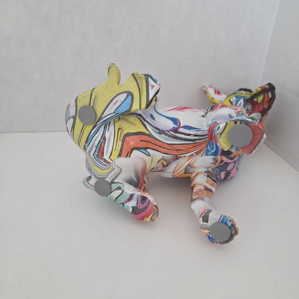 Colorful Pop-Art Chihuahua Sculpture - Vibrant Multicolor Home Accent - Picture 3 of 3